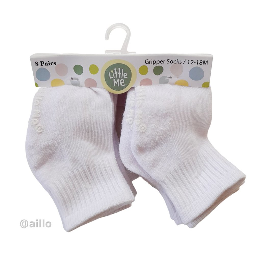 Little Me Baby Boys' 8-pack Grippy Crew Socks